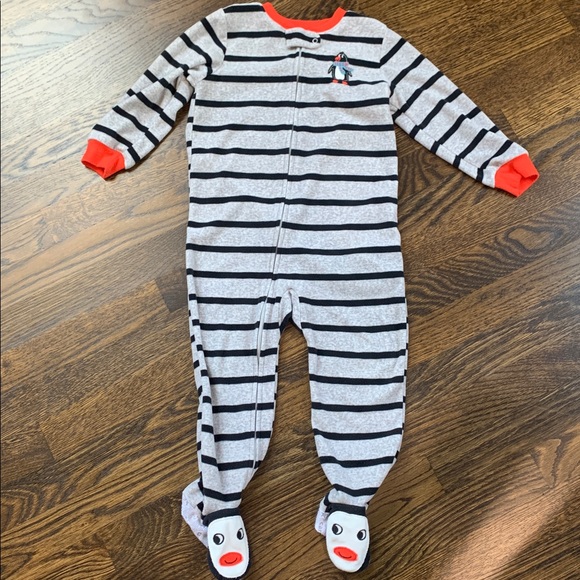 Striped Footed Pajamas with Penguin Design - 3T - Picture 1 of 2